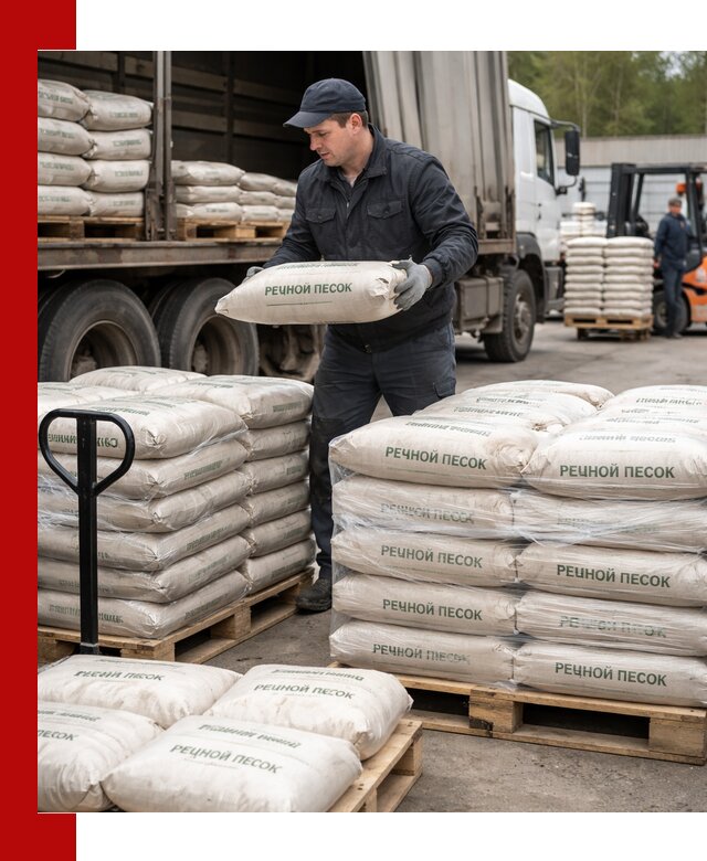 Речной песок в мешках с доставкой в Королёве