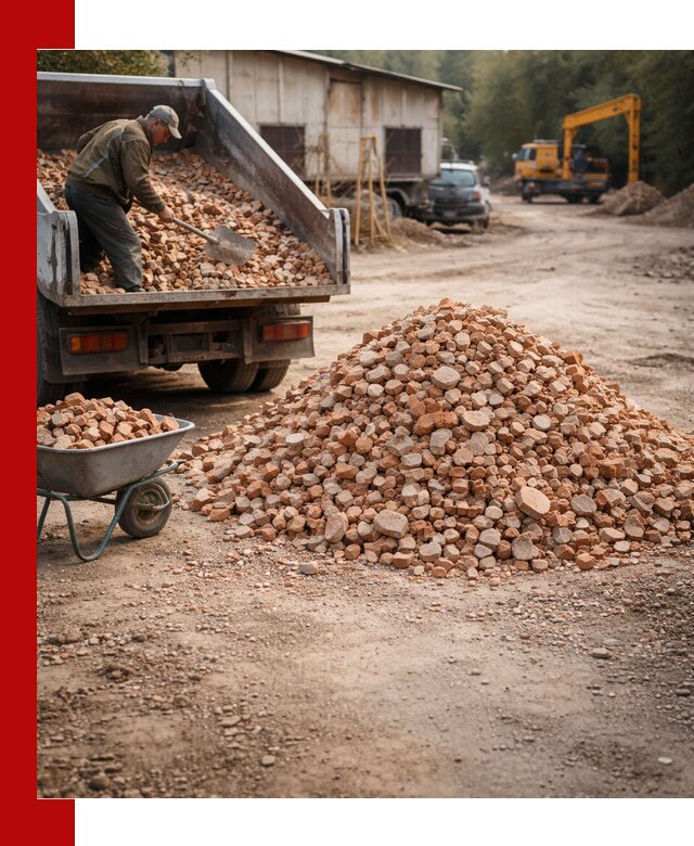 Доставка и подушка из боя кирпича с разгрузкой в Королёве